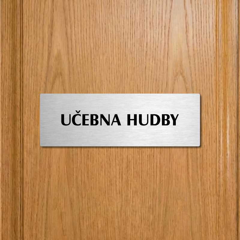 Učebna hudby, 200x66mm, stříbrná popiska s imitacemi šroubků
